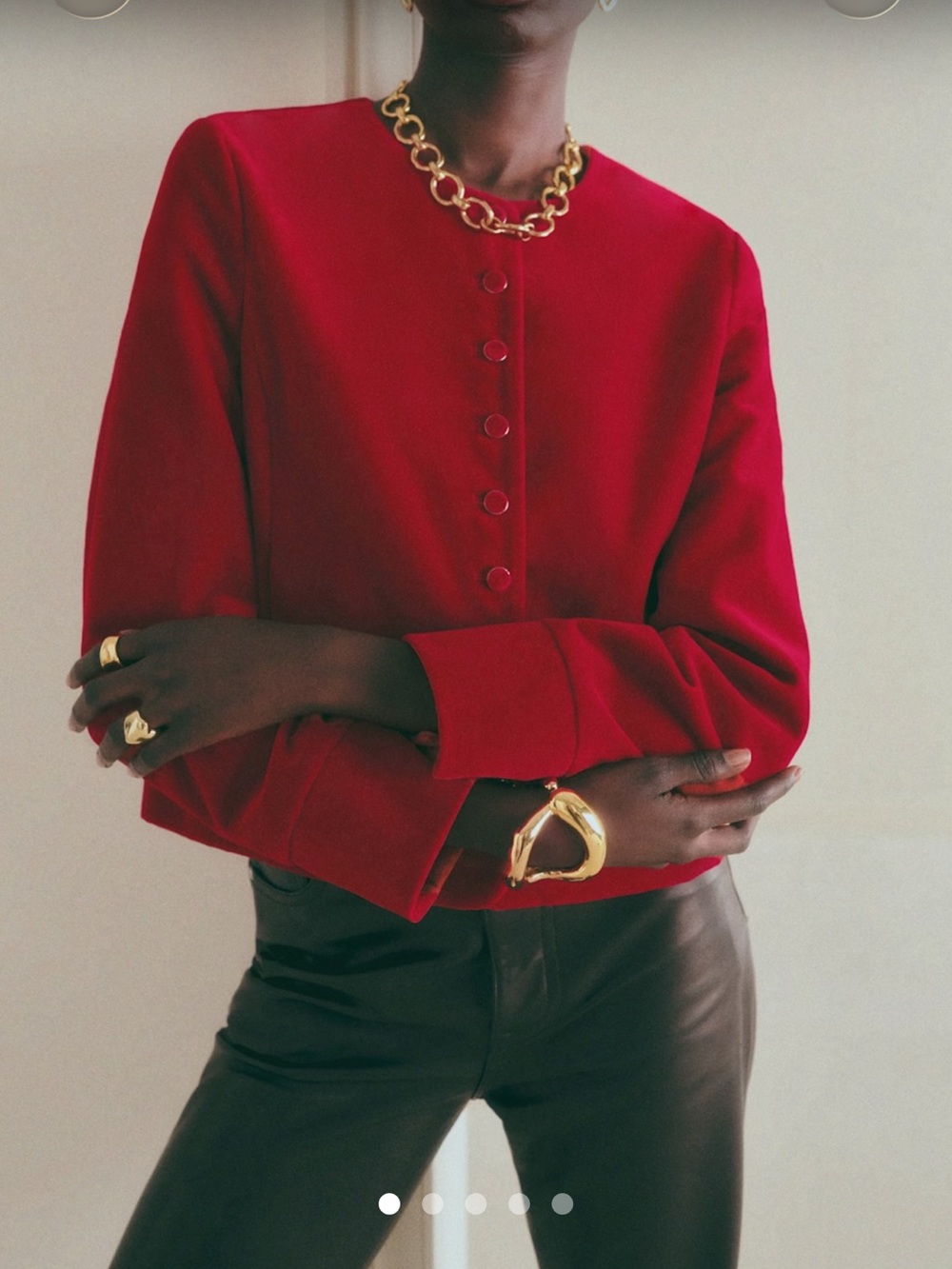 NWT Sézane MARLYS True Red 💯% COTTON Velvet Jacket SZ 6 - Stunning!!!